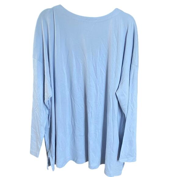 J.Jill Simply Supima V-Neck Tunic Hydrangea Blue 3X NWT minimalist long sleeve - Picture 2 of 8